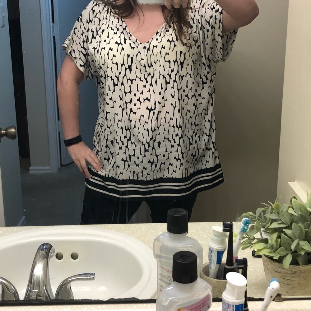 Lane Bryant plus top black and white